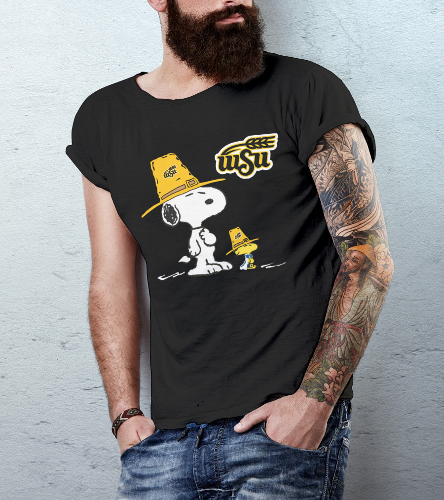 Wichita State WSU Snoopy Woodstock Pilgrim Hat T-Shirt