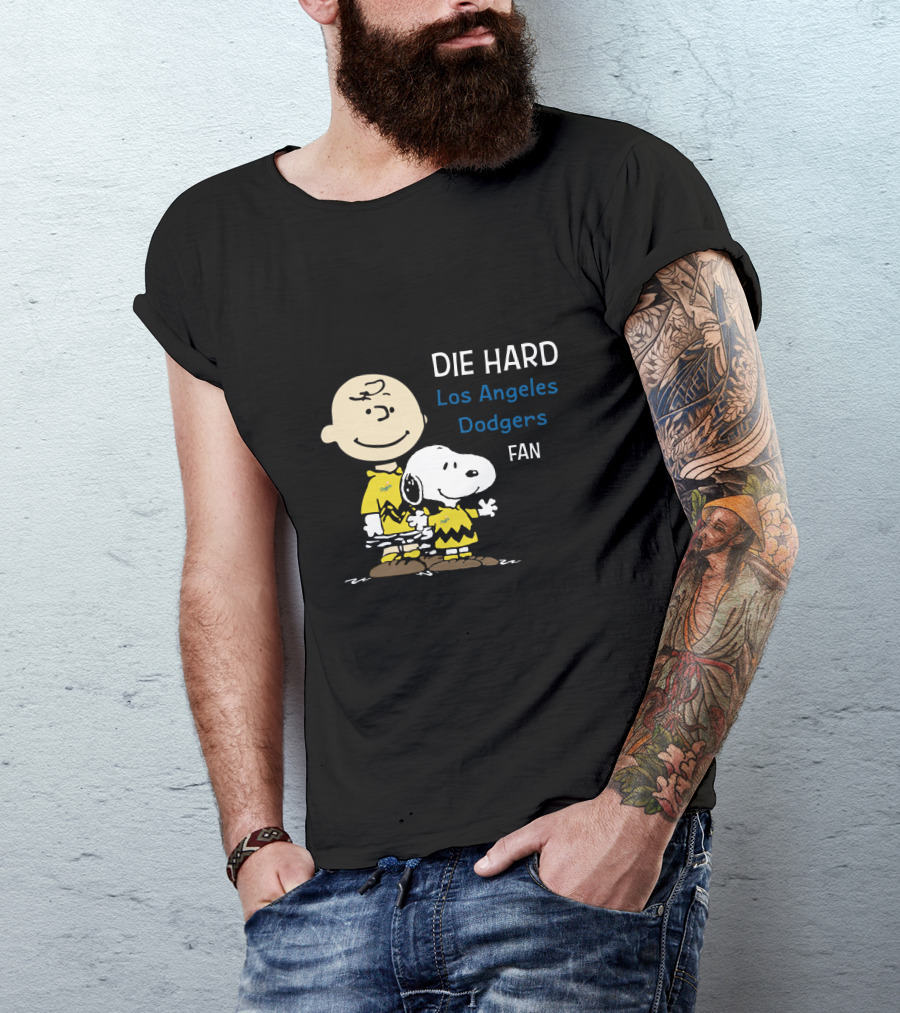 Die Hard Los Angeles Dodgers Fan Charlie Brown And Snoopy T-Shirt