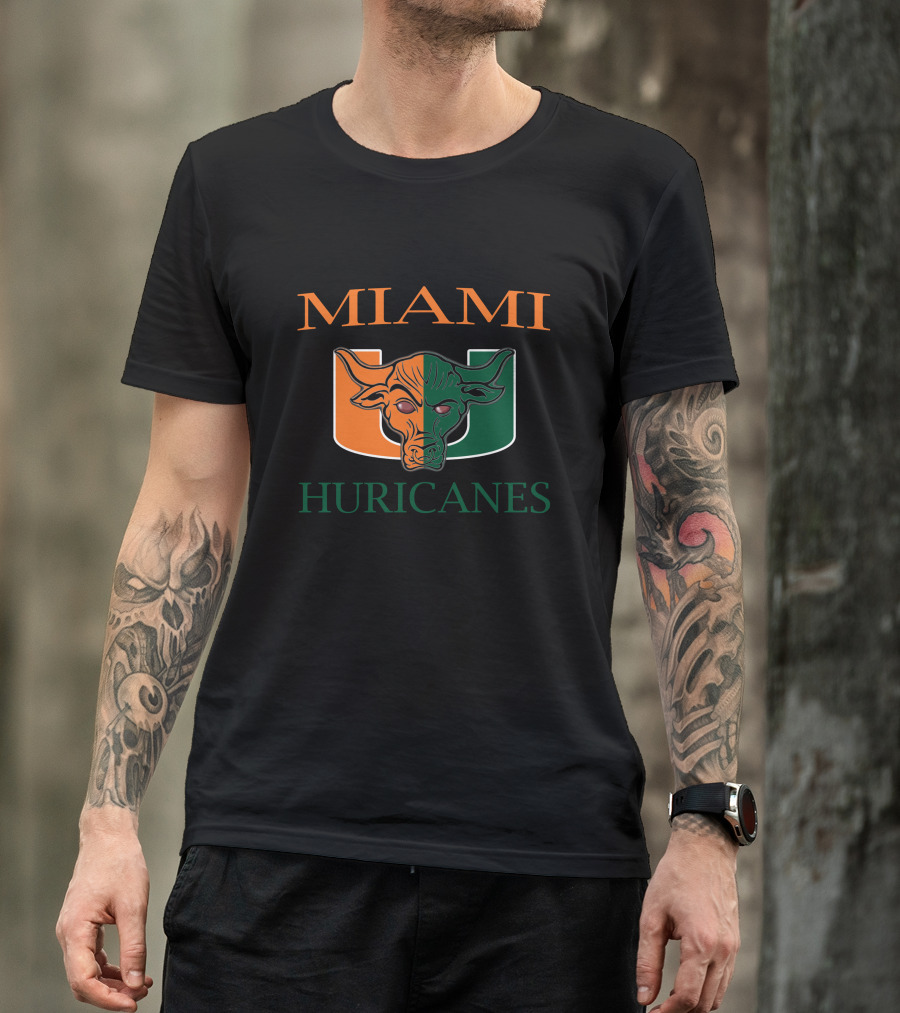 Miami Hurricanes U Logo Bull Head T-Shirt