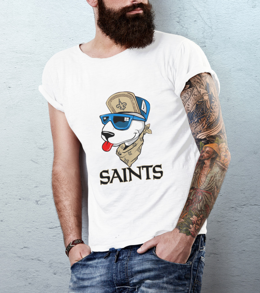Saints Bull Terrier Fleur-de-Lis Hip Hop T-Shirt