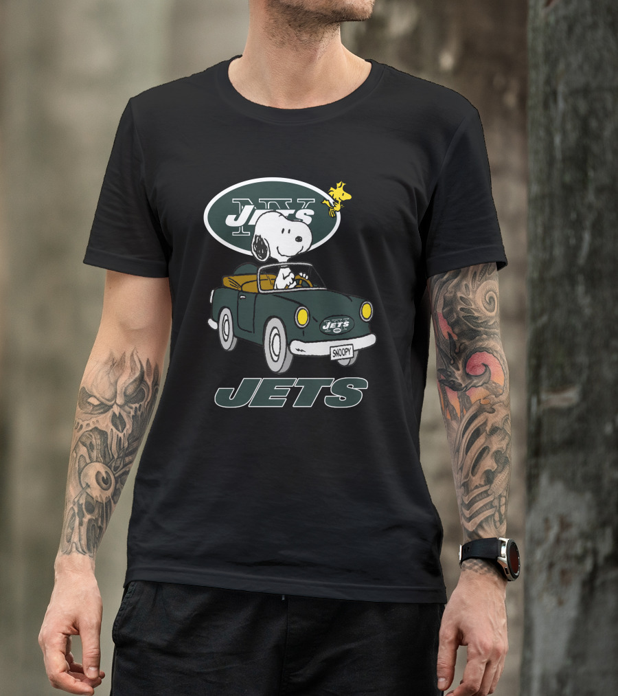 Jets Snoopy Woodstock Driving Car NY T-Shirt