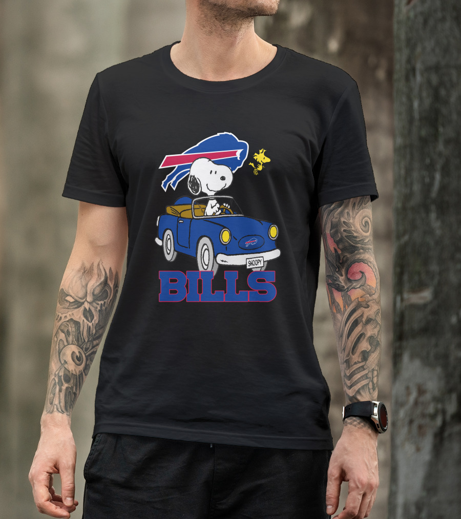 Buffalo Bills Snoopy Driving Woodstock NFL Peanuts T-Shirt