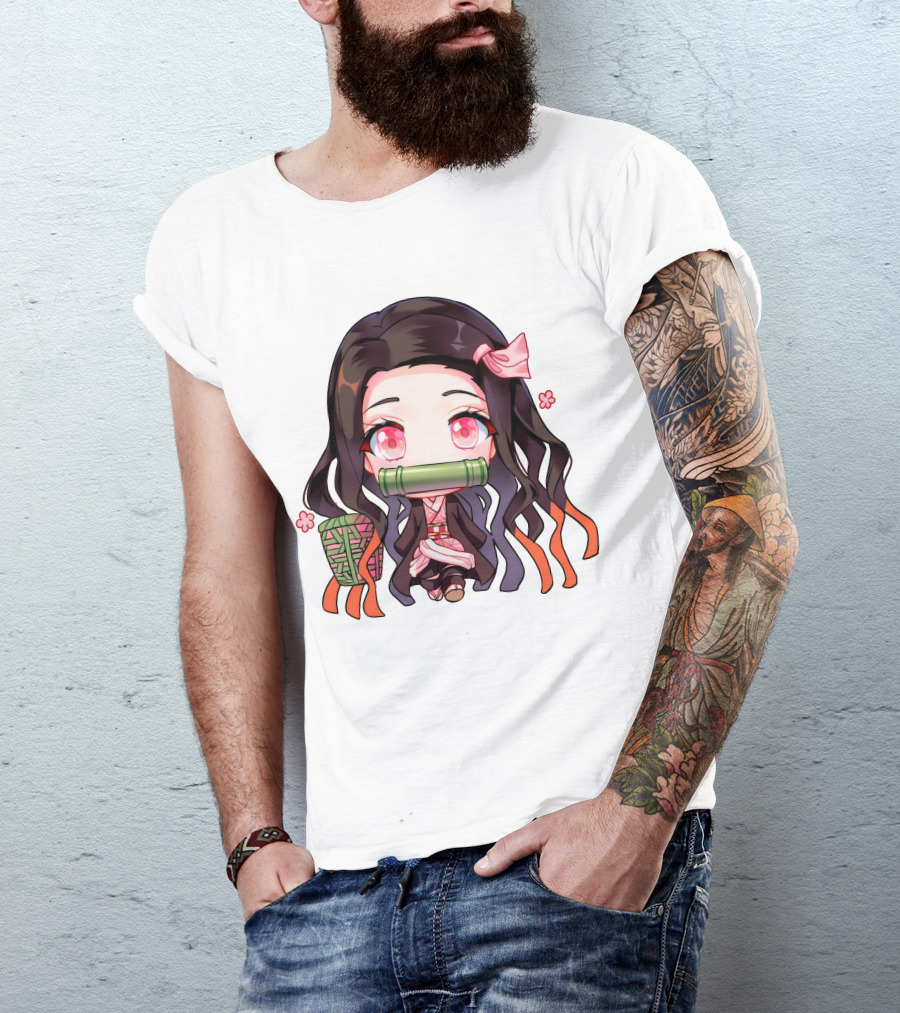 Nezuko Fanart Chibi Style Pink Aesthetic Character T-Shirt