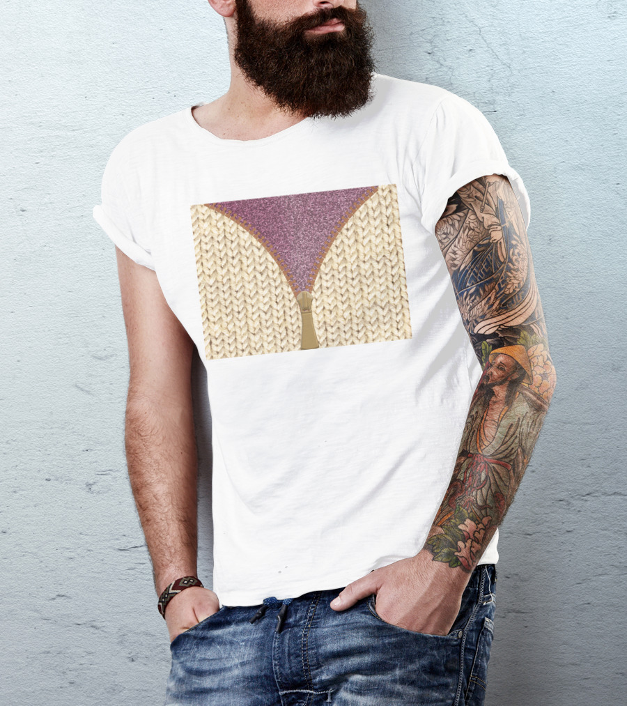 Rose Gold Glitter Knitted Sweater Zipper Tumbler T-Shirt