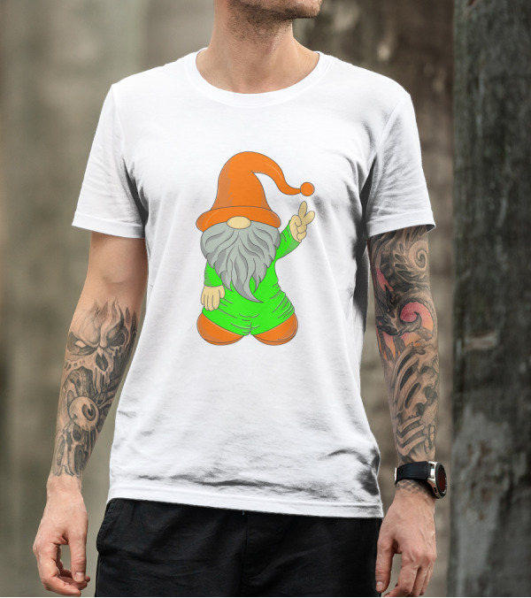 Cute Gnome Say Hi Peace Gesture T-Shirt