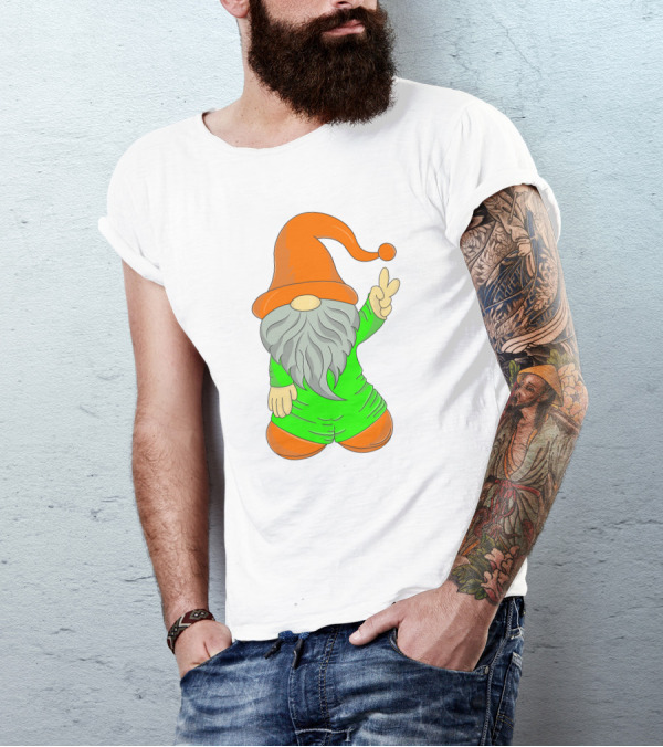 Cute Gnome Say Hi Peace Gesture T-Shirt