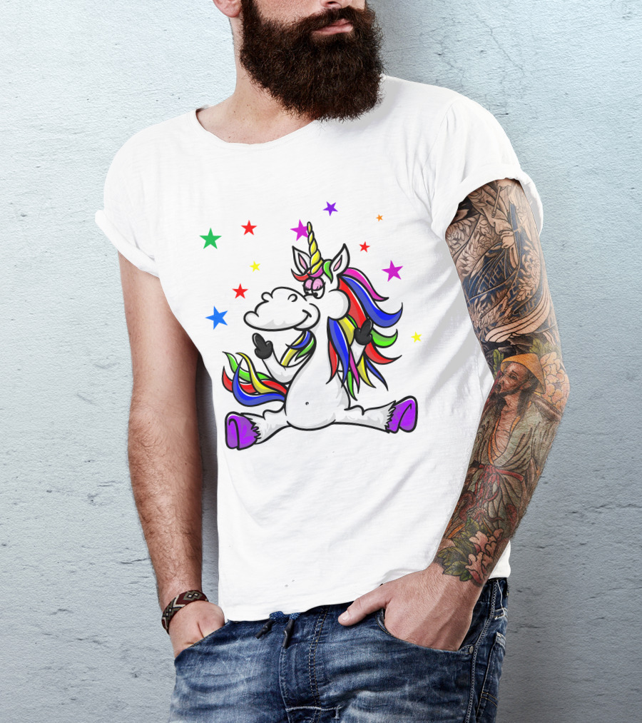 Funny Unicorn Twinkles Rainbow Star T-Shirt