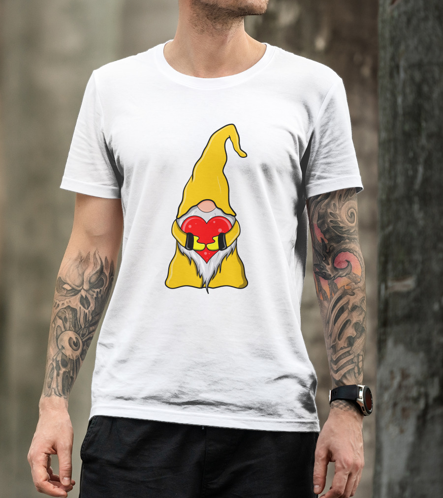 Gnome Holding Heart Hippie Valentine T-Shirt