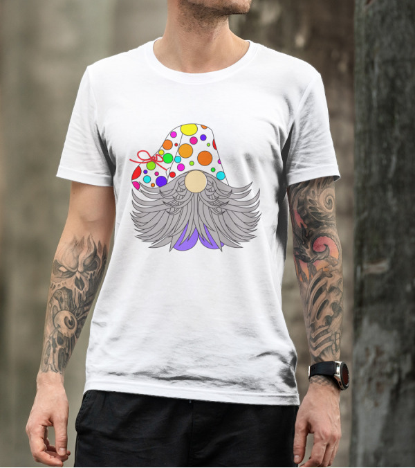 Colorful Polka Dot Party Hat Gnome Birthday T-Shirt