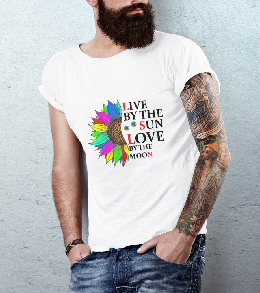 Live By The Sun Love By The Moon Sunflower Colorful T-Shirt