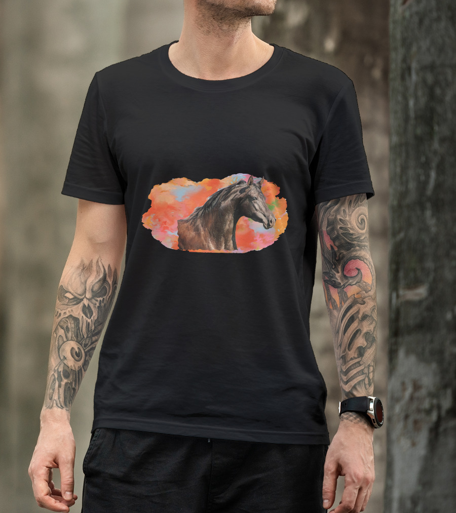 Arabian Horse With Vibrant Abstract Background T-Shirt