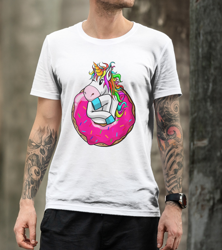 Baby Unicorn Inside Pink Sprinkled Donut T-Shirt