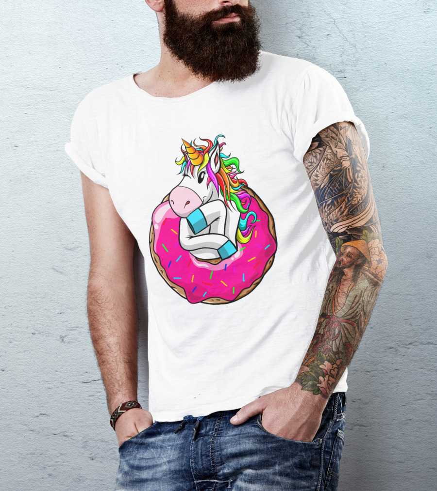 Baby Unicorn Inside Pink Sprinkled Donut T-Shirt