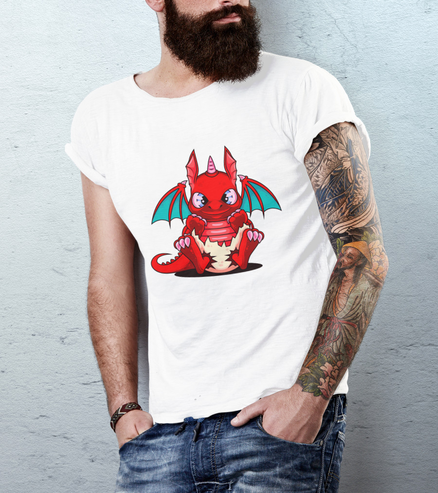 Red Cute Dragon Demon Fantasy Creature T-Shirt