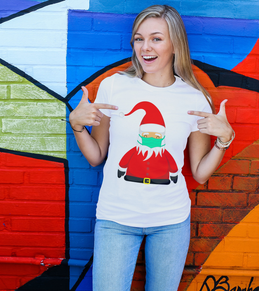 Santa Claus Wearing Green Face Mask T-Shirt