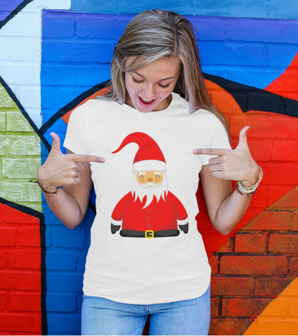 Santa Claus Outfit On Christmas Cartoon T-Shirt