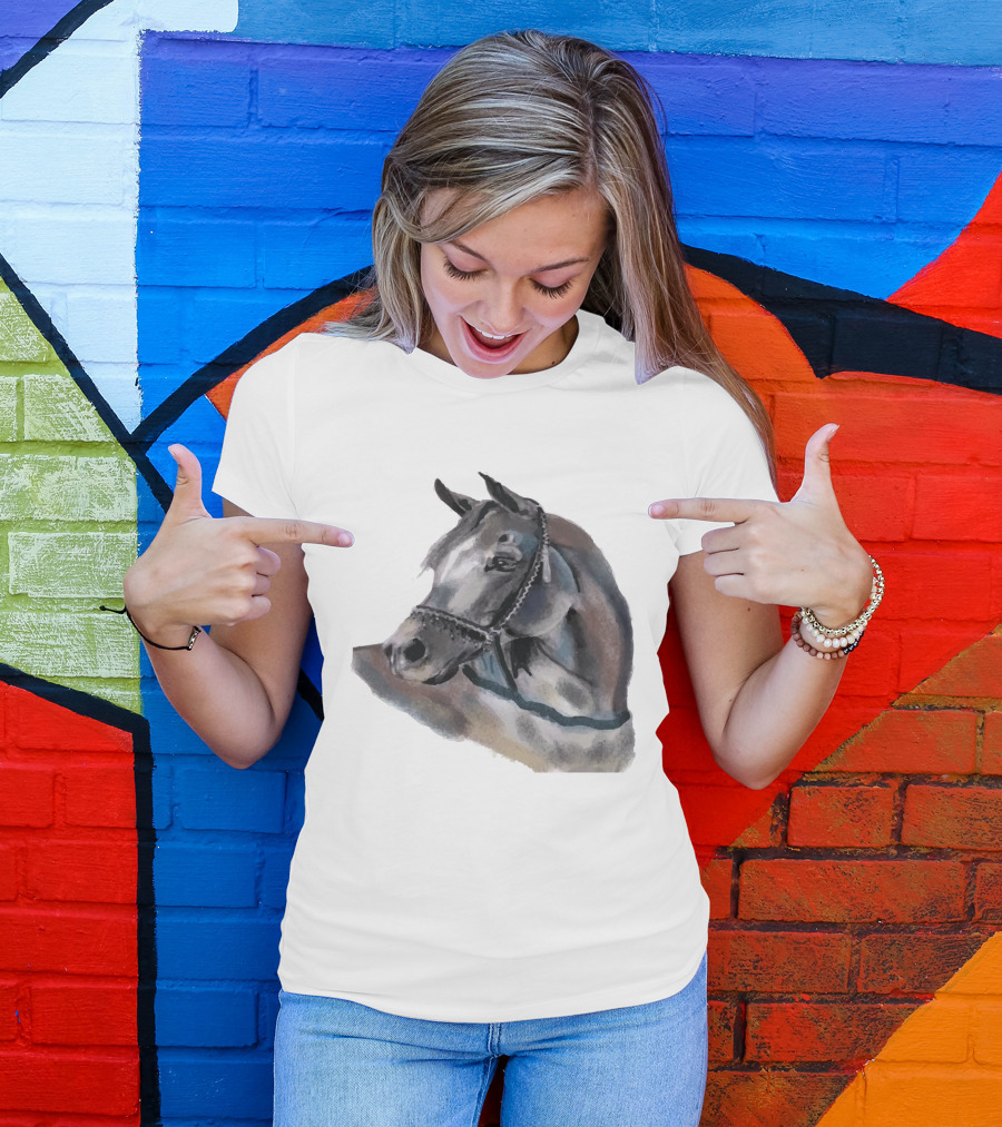 Watercolor Portrait Of Arabian Horse Head T-Shirt