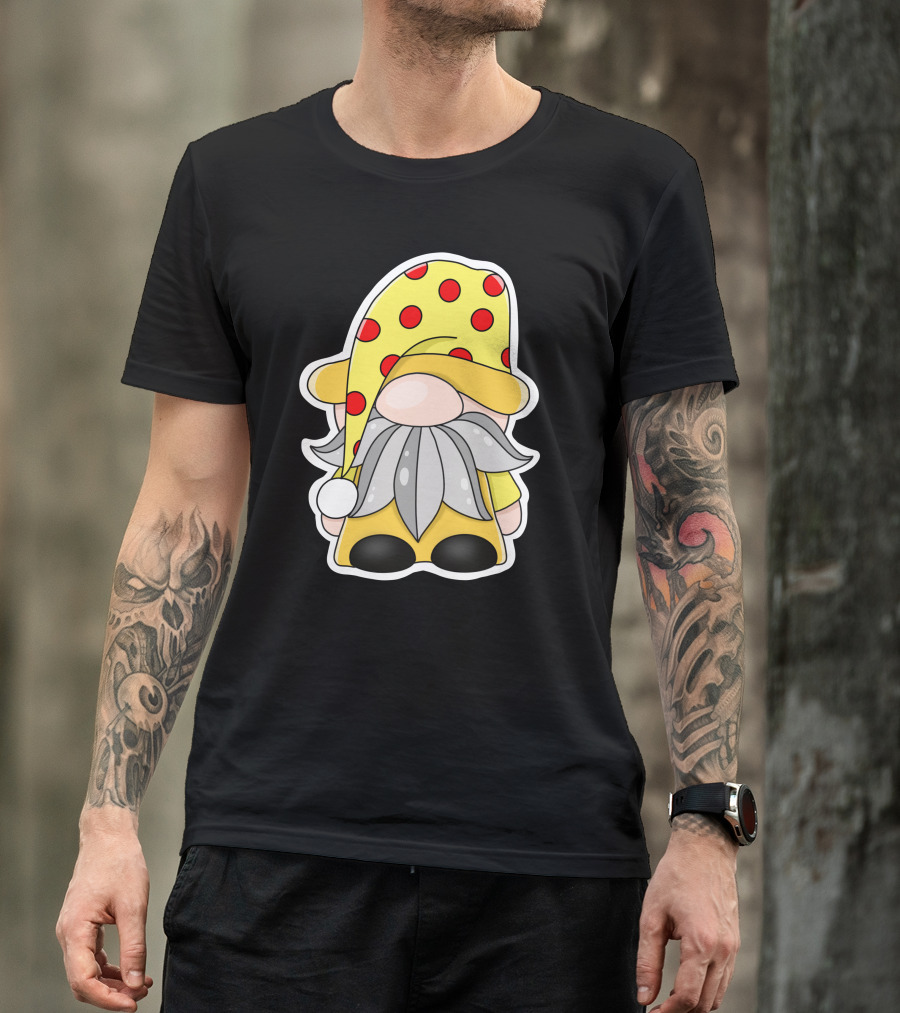 Funny Gnomes Yellow Red Polka Dot Hat T-Shirt