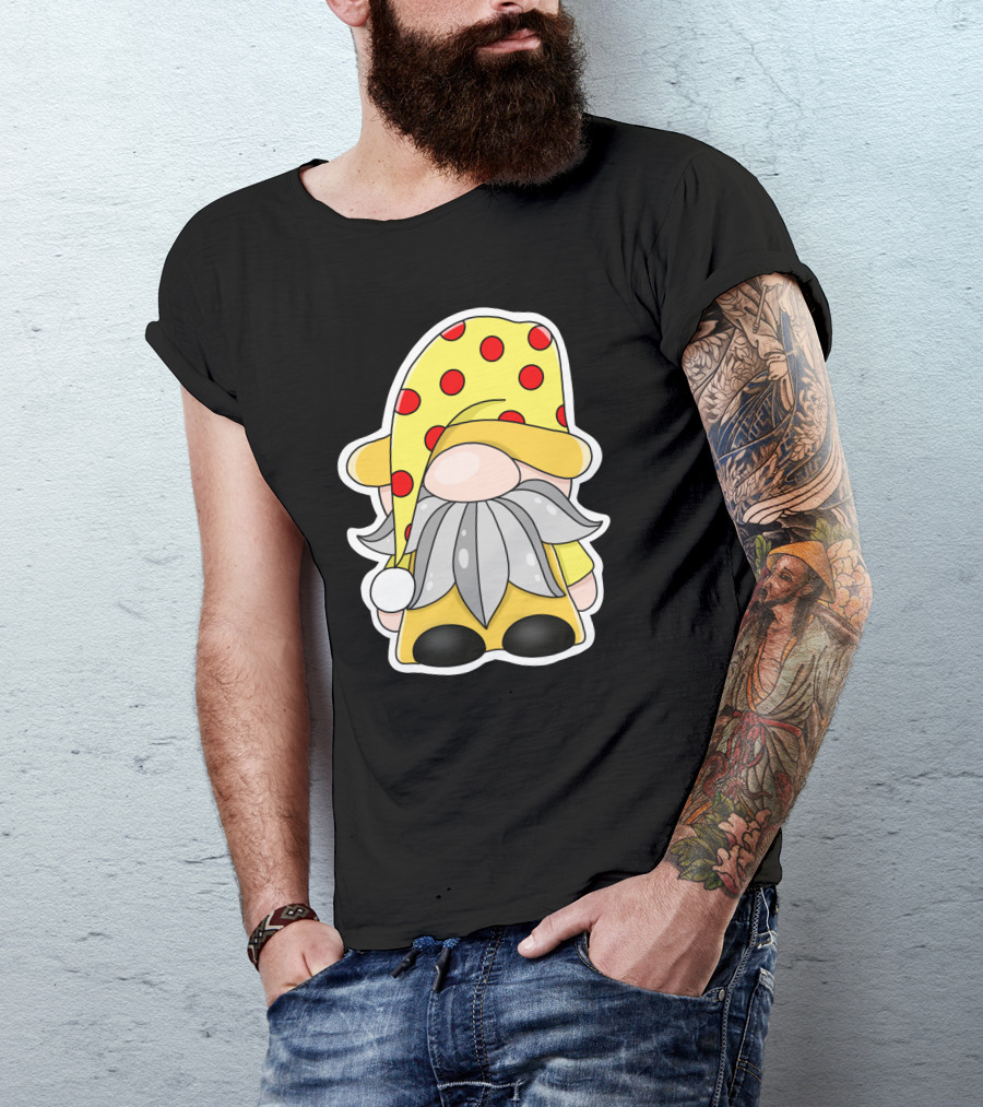 Funny Gnomes Yellow Red Polka Dot Hat T-Shirt