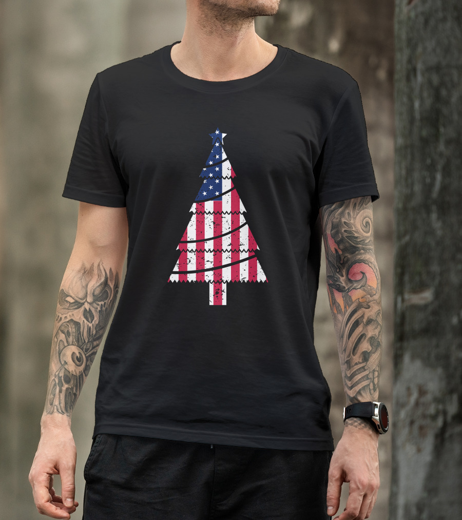 USA Flag Christmas Tree T-Shirt