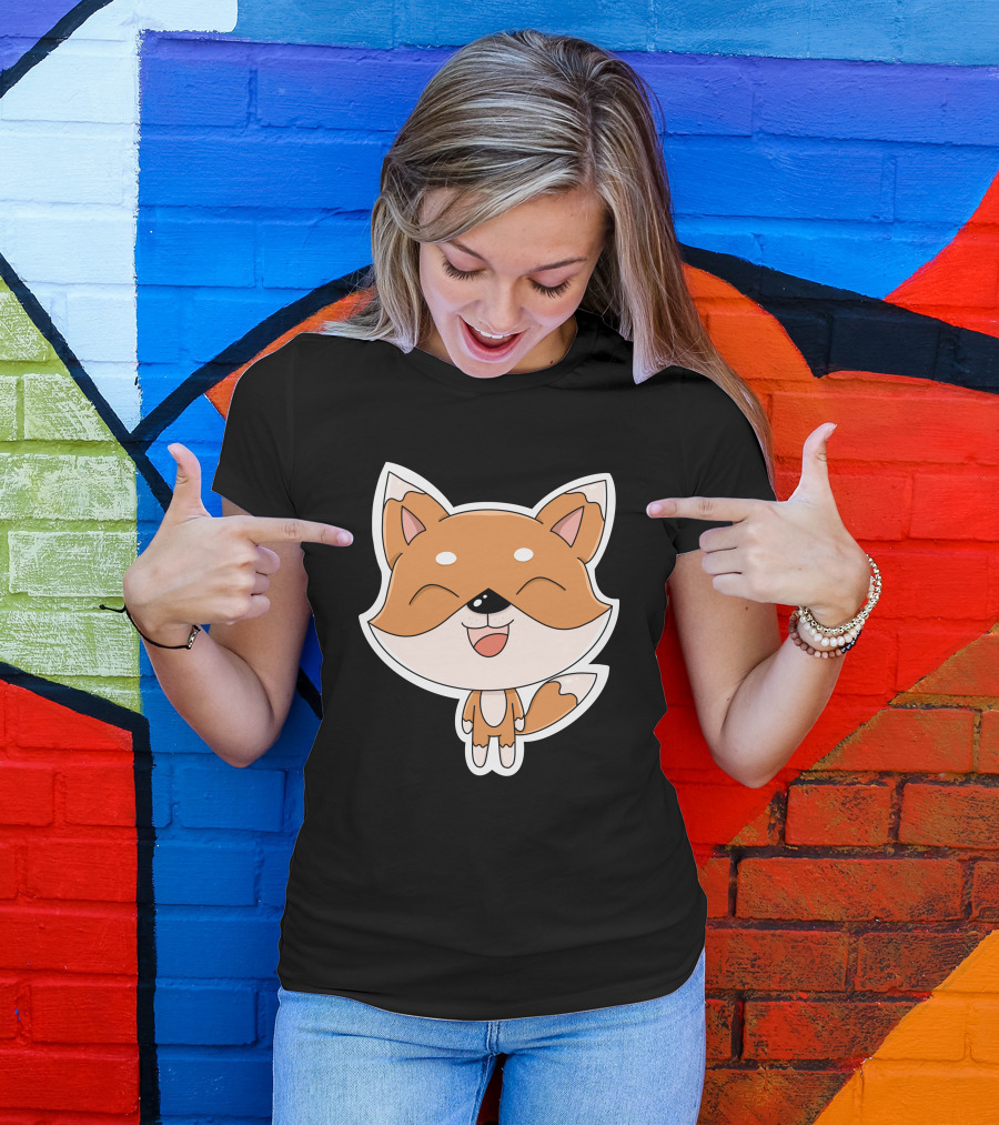 Fox Cartoons Happy Cute Fox Character T-Shirt