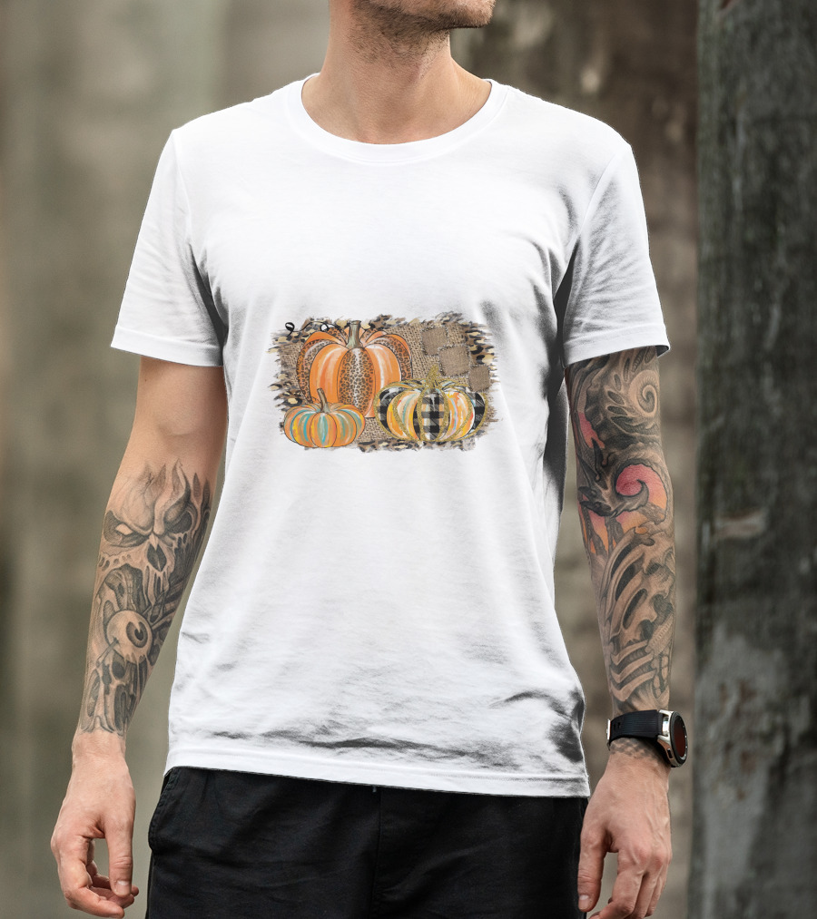 Leopard And Plaid Pumpkins Thanksgiving T-Shirt