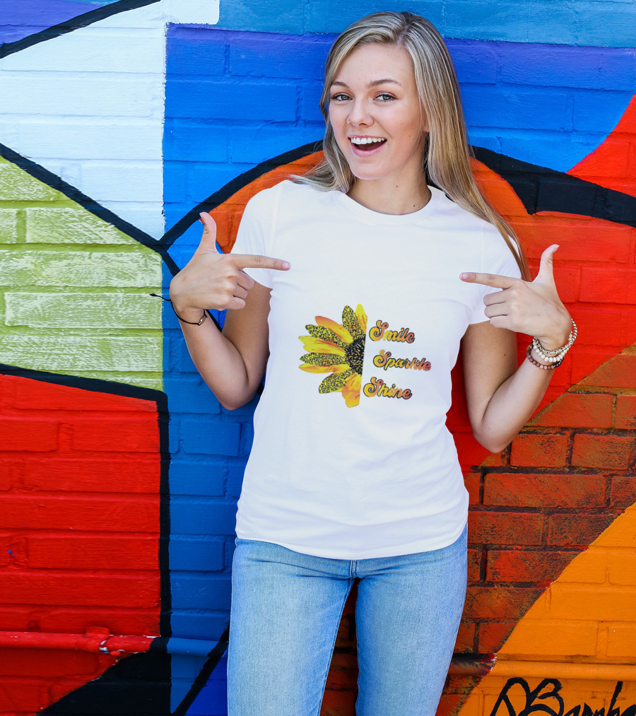 Smile Sparkle Shine Sunflower Blossom Burst T-Shirt