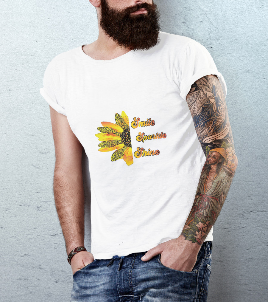 Smile Sparkle Shine Sunflower Blossom Burst T-Shirt