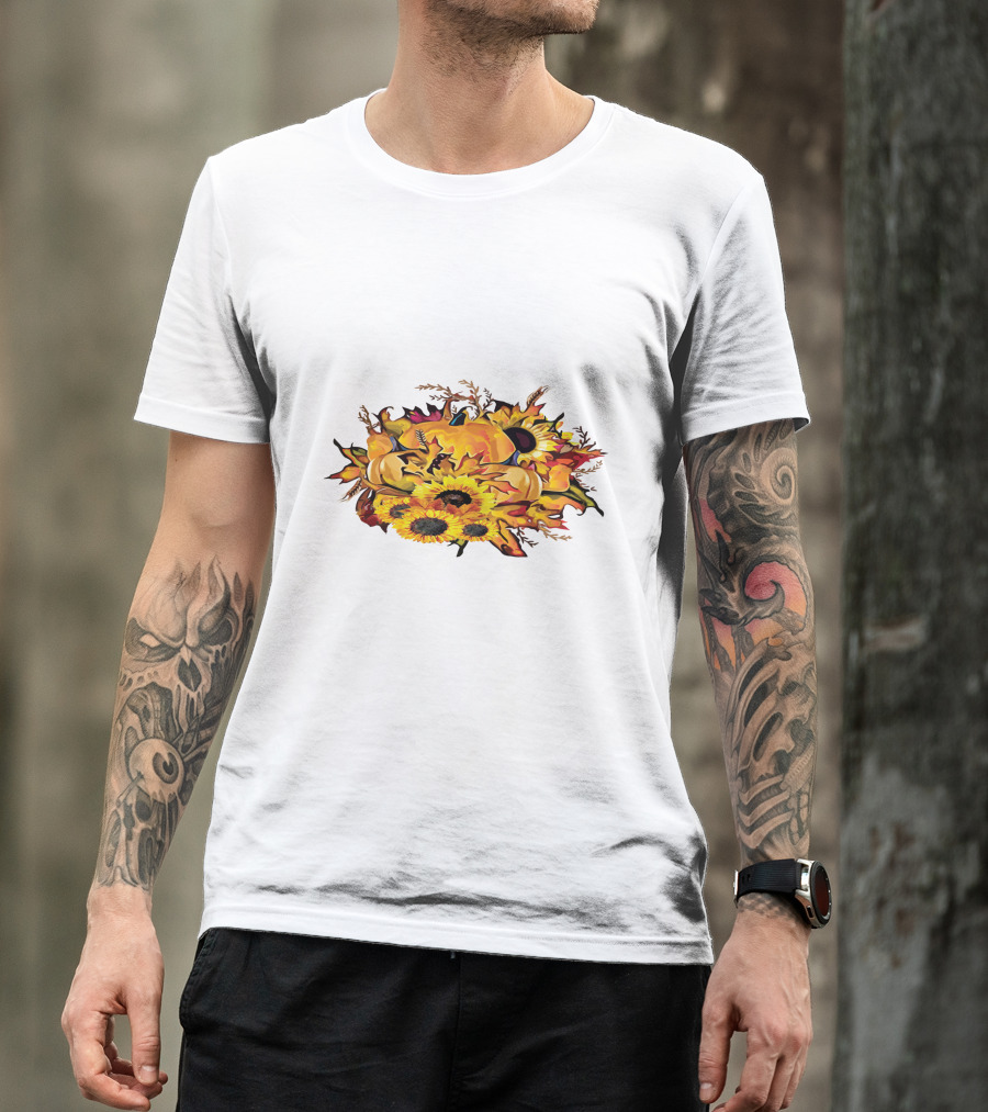 Thanksgiving Pumpkins Sunflower Fall Harvest Arrangement T-Shirt