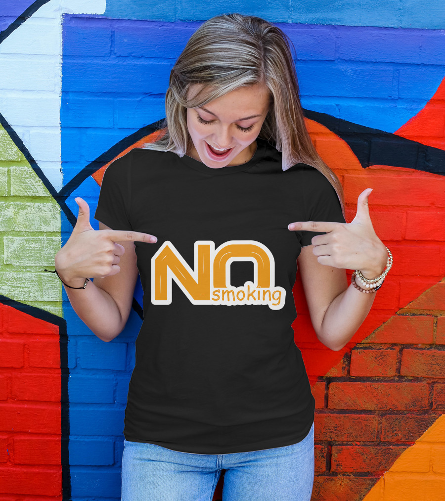 NO Smoking Style Bold Orange Text T-Shirt