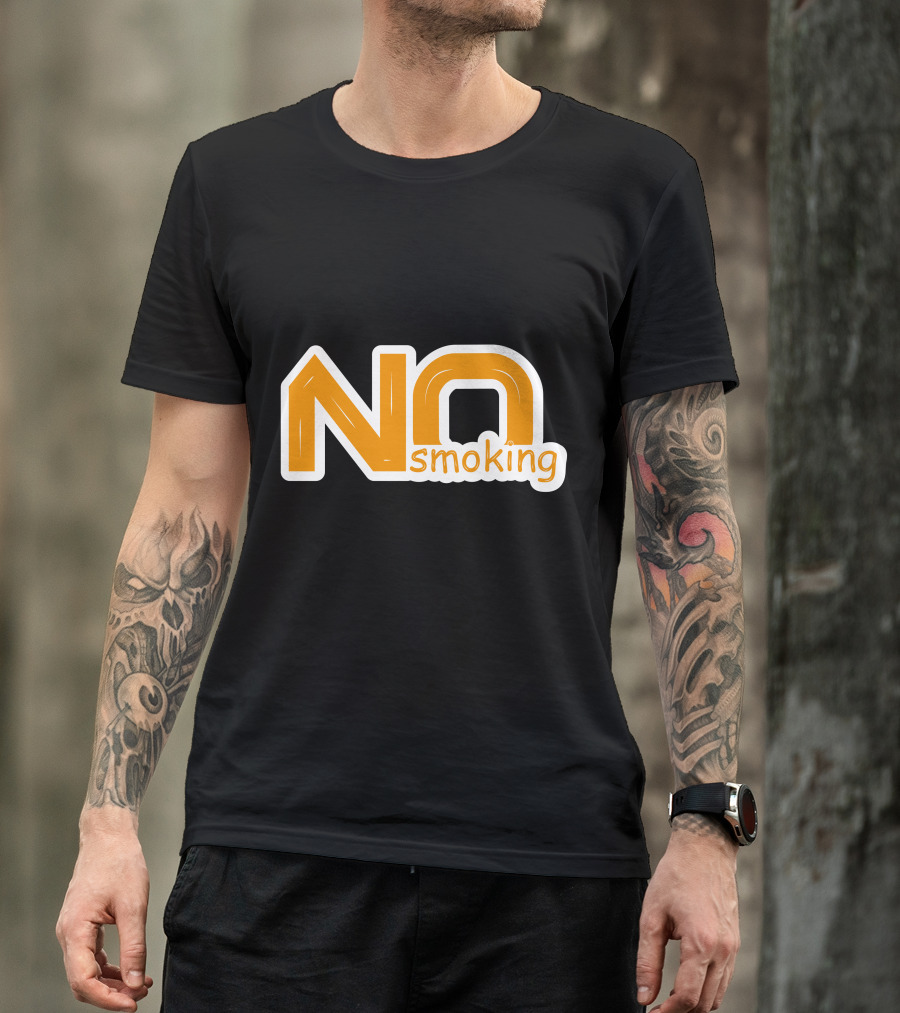 NO Smoking Style Bold Orange Text T-Shirt