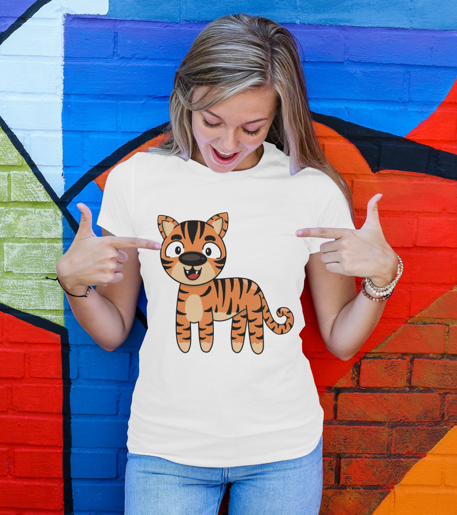 Adorable Striped Cartoon Baby Tiger T-Shirt