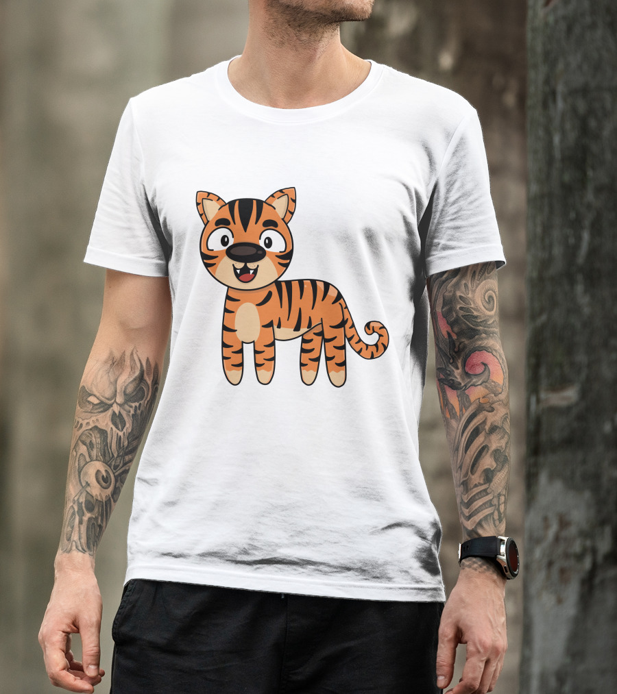 Adorable Striped Cartoon Baby Tiger T-Shirt