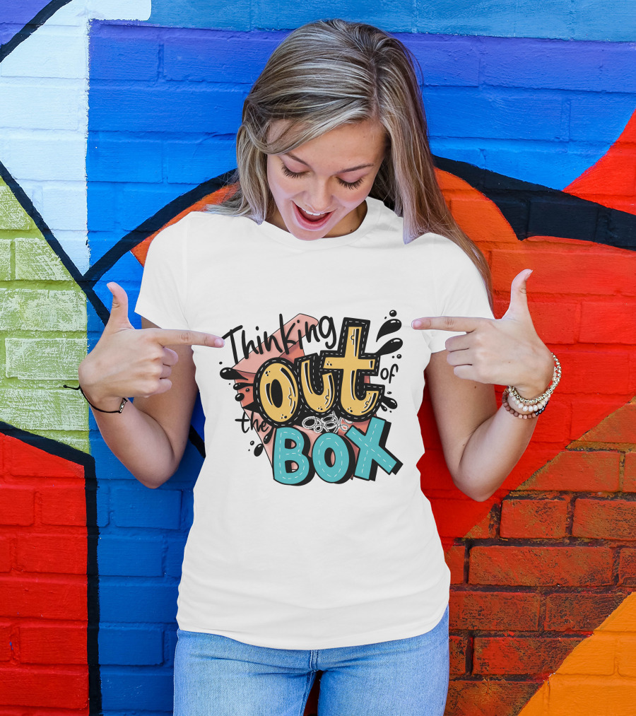 Thinking Out Of The Box Creative Typography T-Shirt