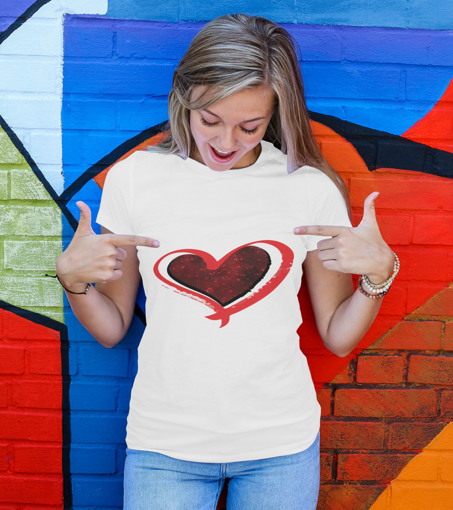 Valentines Day Heart Red Sparkle T-Shirt