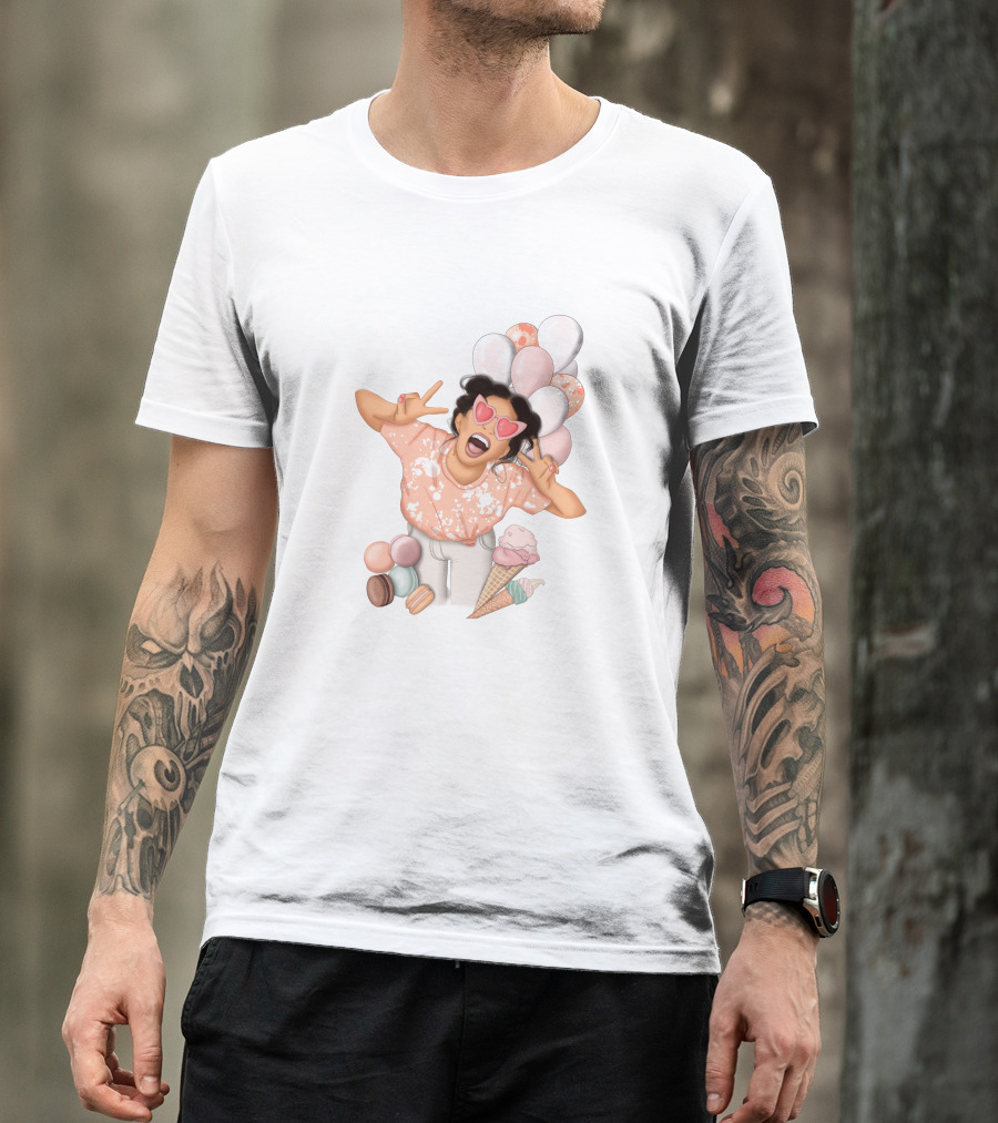 Diy Sublimation Good Mood Ice Cream And Macarons With Heart Sunglasses And Balloons T-Shirt