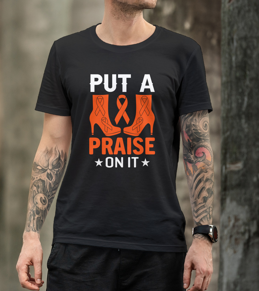 PUT A PRAISE ON IT Orange Ribbon High Heels T-Shirt