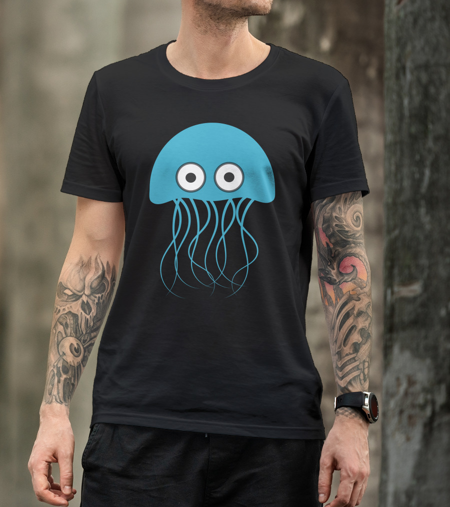 Cartoon Jellyfish Blue Eyes T-Shirt