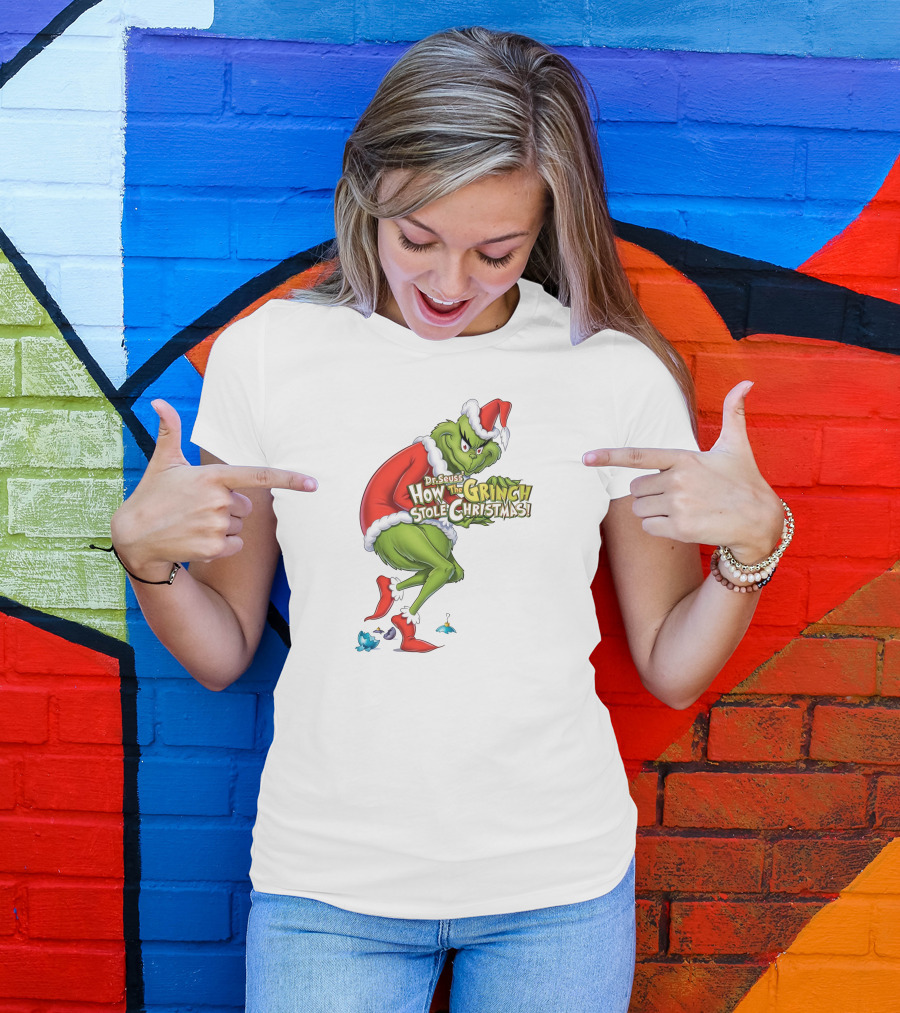 Dr Seuss How The Grinch Stole Christmas Santa Grinch Mischievous Pose T-Shirt