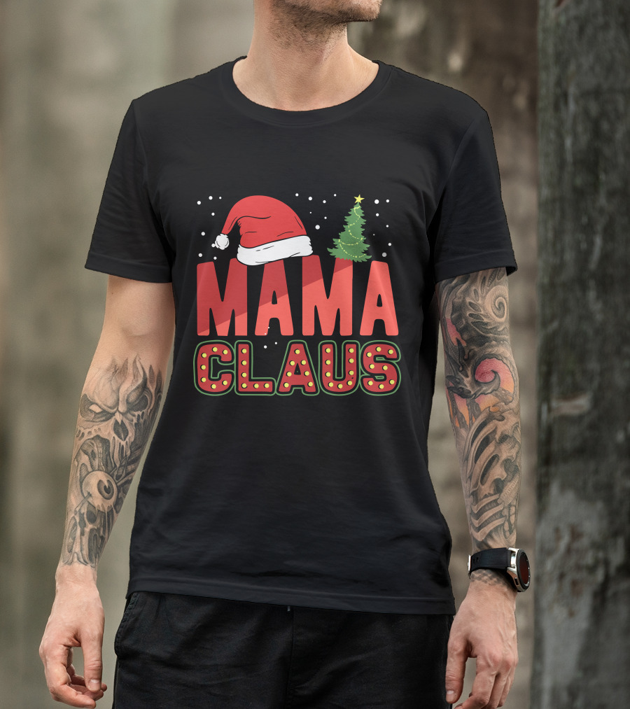 Mama Claus Christmas Santa Hat Tree T-Shirt
