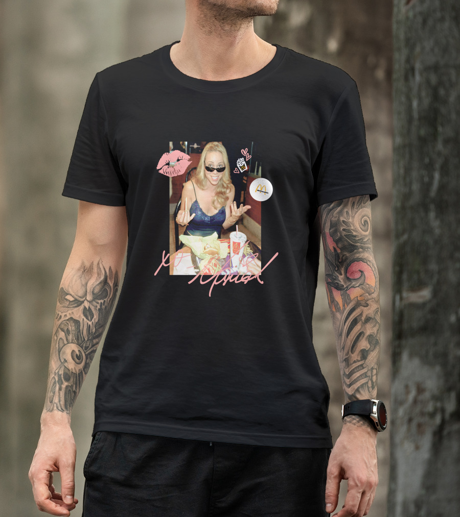 Mariah Carey McDonalds Merch With Pink Lips And Heart Accents T-Shirt