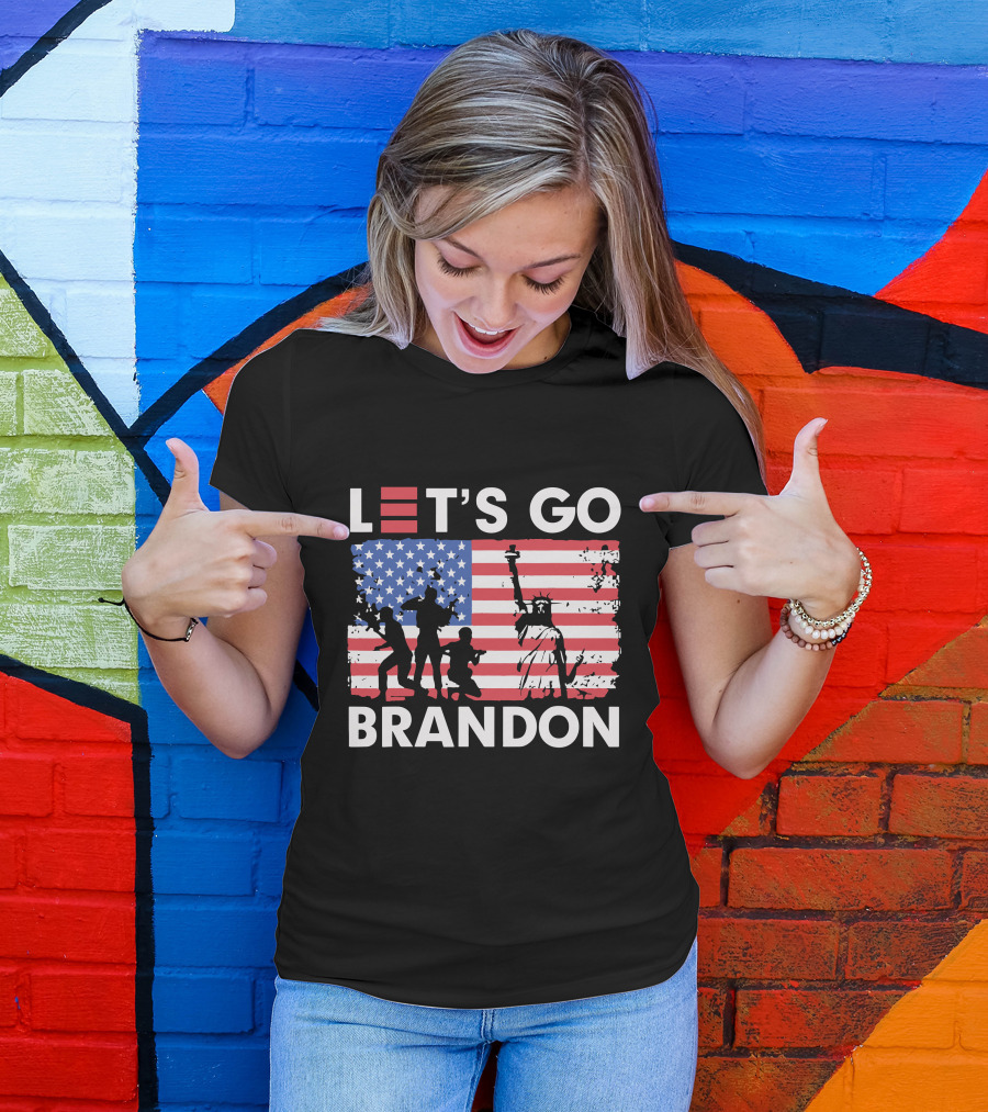 Let's Go Brandon American Flag Statue Of Liberty T-Shirt