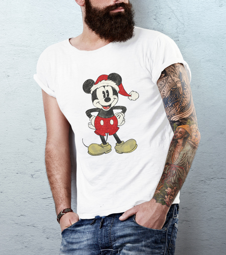 Mickey Mouse Santa Hat Christmas Disney T-Shirt