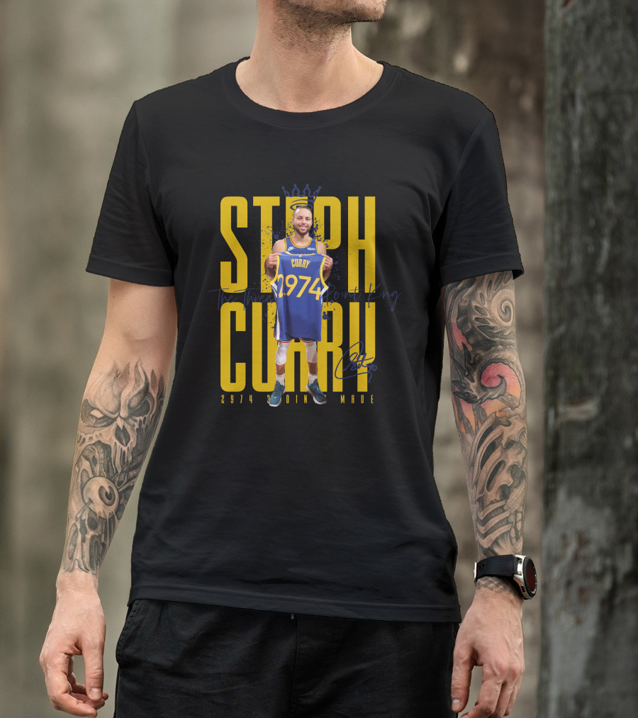 Stephan Curry 2974 Threes Made King Signature T-Shirt