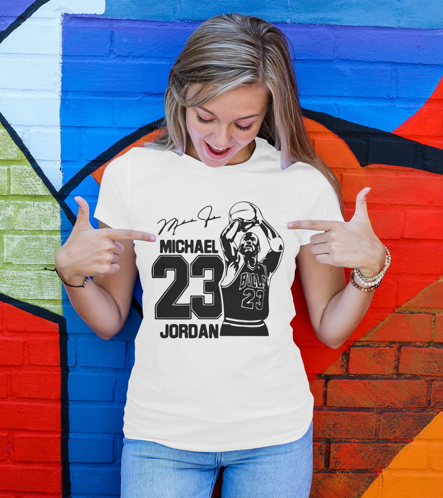 Michael Jordan 23 Bulls Basketball Signature T-Shirt