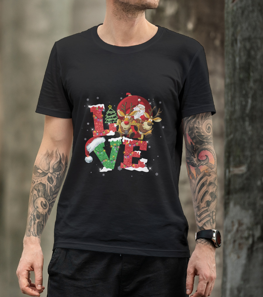 I Love Merry Christmas Santa Reindeer Baby Holiday T-Shirt