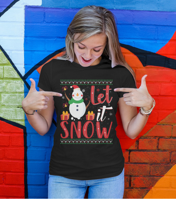 Let It Snow Snowman Christmas Presents Holiday T-Shirt