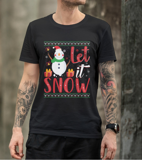 Let It Snow Snowman Christmas Presents Holiday T-Shirt