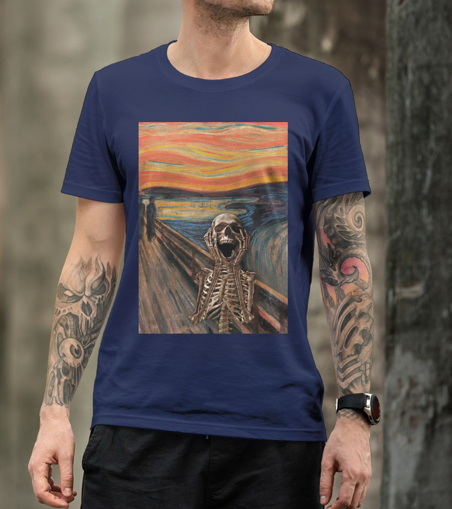 The Scream Skeleton In Edvard Munch T-Shirt