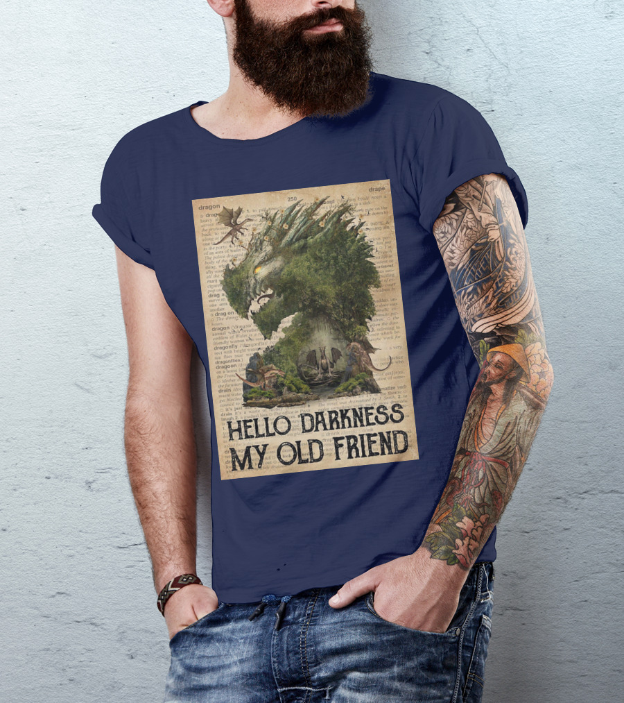 Dragon Hello Darkness My Old Friend Dictionary Page T-Shirt
